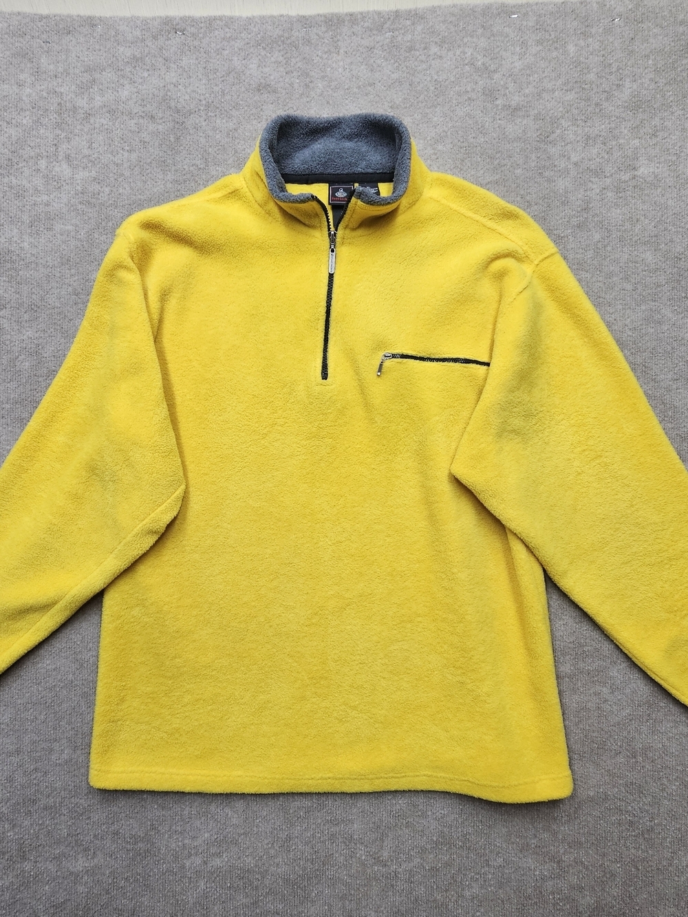 Vintage Foot Locker Y2K Fleece Quarter Zip Pullover Mustard Yellow XL 90s